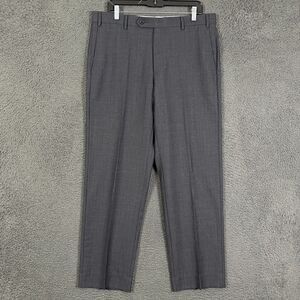 Zanella Pants Mens 36x31 Gray Check Devon Classic Fit Dress Slacks Wool Formal